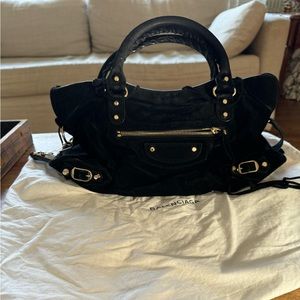 Balenciaga classic city bag in black suede